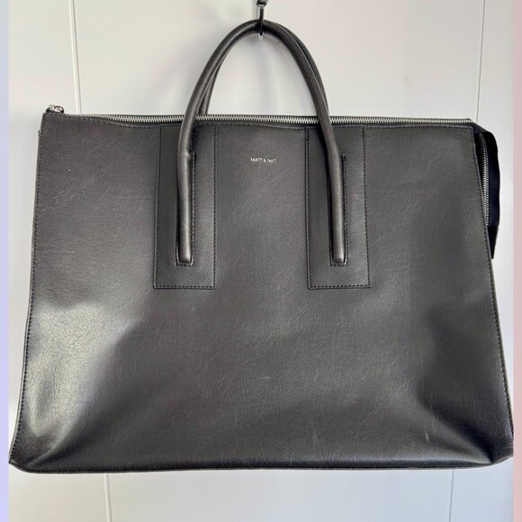 Mat & Nat Large Black Briefcase Messenger Bag - Picture 1 of 10